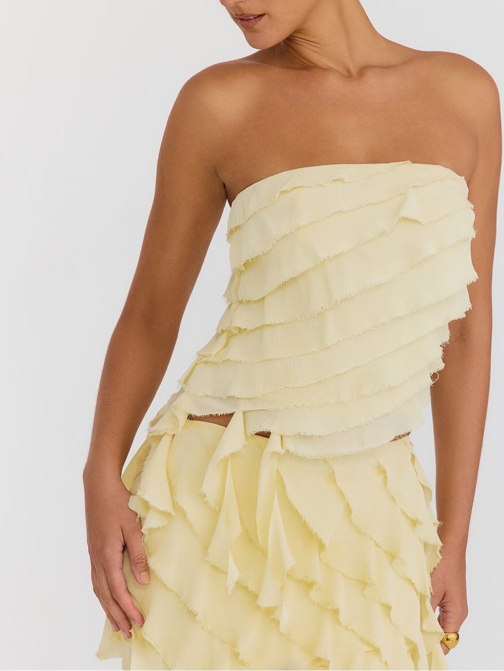 Mistress Rocks Vanilla Strapless Ruffle Top - Picture 5 of 11